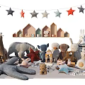 Cute Plush Animal Dolls With Soft Toys Small House Models And Star Decorations