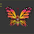 Colorful Spotted Butterfly Character With Green Body And Vibrant Wings Reflection