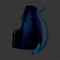 Modern Blue Black Gradient Backpack With Blue Straps Buckles And Front Pockets 3d model