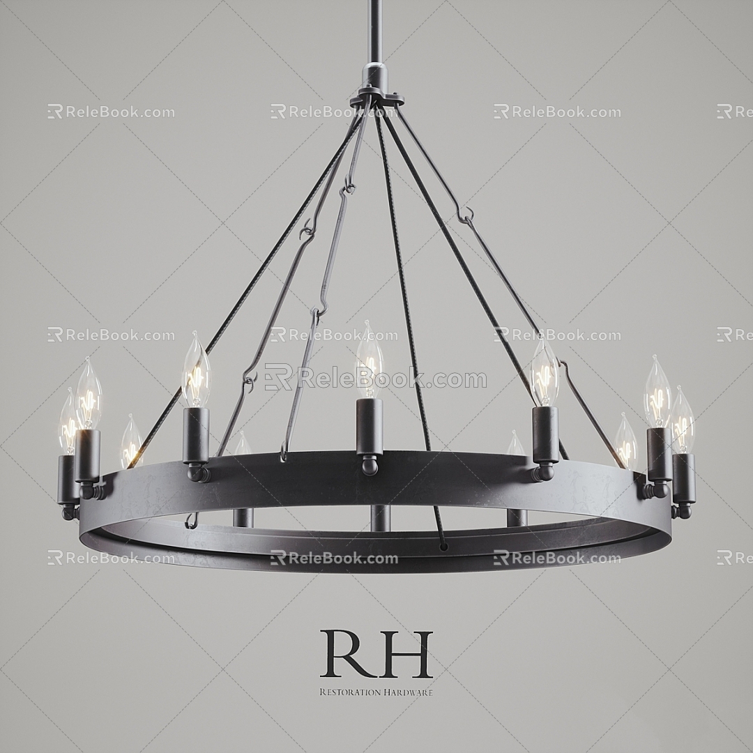 modern chandelier reloft fstorm iron brass bulb 3d model