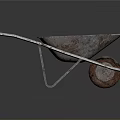 Industrial Wheelbarrow with Rusted Metal Frame and Single Wheel Design for Heavy Duty Use