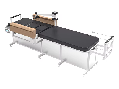 Medical Treatment Table With Black Surface And Adjustable Metal Frame Structure 3d model
