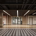 Premium Modern Underground Parking Lot With Elegant Residential Entrance Lobby And Clear Navigation Signs