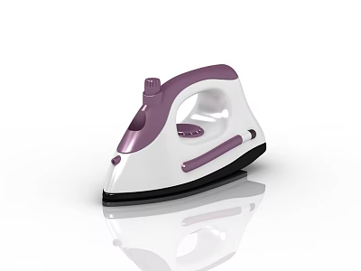 Stylish White And Purple Electric Iron With Ergonomic Handle For Home Use 3d model