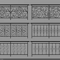 Ornate Wrought Iron Railings With Various Black Metal Decorative Patterns And Designs