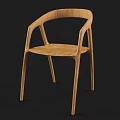 Modern Wooden Armchair With Curved Armrests And Light Brown Natural Finish