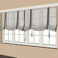 White Sheer Pleated Curtains With Gray Decorative Ties For Modern Indoor Window