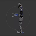Metallic Robot With Silver Blue Accents Mechanical Arms Legs Standing Pose 3d model