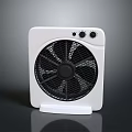 Modern White Table Fan With Black Blades And Control Knobs For Home Use 3d model