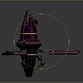 Futuristic Purple And Pink Spaceship Model With Geometric Wings And Metallic Finish