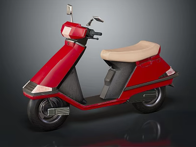 Stylish Red Scooter With Beige Seat And Black Details In Modern Design 3d model