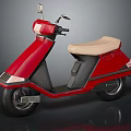 Stylish Red Scooter With Beige Seat And Black Details In Modern Design