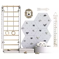 Indoor Kids Play Equipment With Climbing Ladder Gym Rings Rock Wall Decorative Lion And Sheep Plush