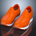 Orange Leather Slip On Casual Shoes With White Sole And Sleek Design