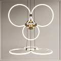 Modern Circular Ring Chandelier with Golden Metal Base and Illuminated Light Strips