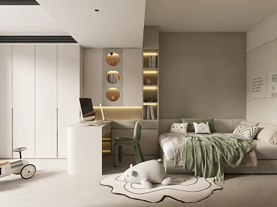 Children's Room Bed Computer Desk Wardrobe Toy 3d model