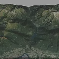 Mountainous Terrain With Lush Green Vegetation Blue Water Body Valley And Topographic Details