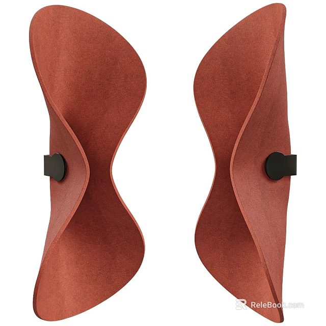 Modern Wavy Brown Fabric Wall Lamps With Black Mounts Design 3d model 