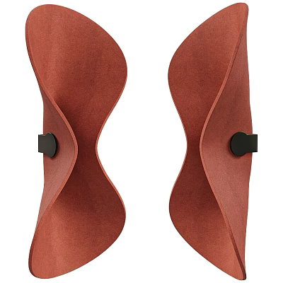 Modern Wavy Brown Fabric Wall Lamps With Black Mounts Design 3d model