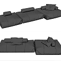Modern Black Leather Sectional Sofa With Soft Pillows And Modular Design 3d model