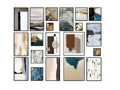 Abstract Framed Wall Art Collection With Various Colorful Paintings And Styles 3d model