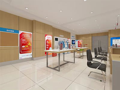 Modern Digital Store Interior Featuring Electronics Display Counters Promotion Posters And Seating 3d model