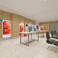 Modern Digital Store Interior Featuring Electronics Display Counters Promotion Posters And Seating 3d model