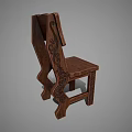 Two Wooden Leisure Chairs With Carved Backrest And Traditional Craftsmanship Design