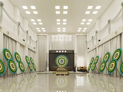 Spacious Administrative Service Hall With Bright Ceiling Lights Service Counters And Tidy Layout 3d model