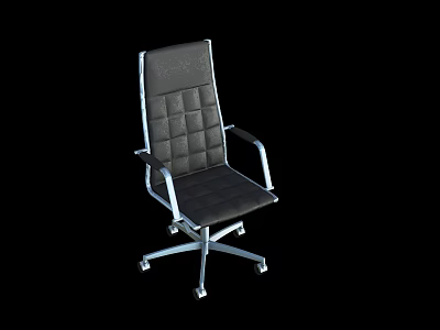 Modern Black Office Chair With Quilted Backrest Chrome Frame And Wheeled Base 3d model