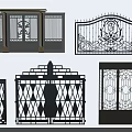 Various Wrought Iron Entrance Gates With Intricate Carvings And Geometric Patterns