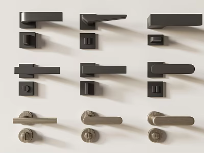 Modern Metal Door Handles with Various Contemporary Designs for Home Interiors 3d model
