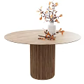 Nordic Dining Table Afternoon Tea Table Round Table Coffee Table Side Table Low Table Plant Vase Ornaments Floral Decorative Table 3d model