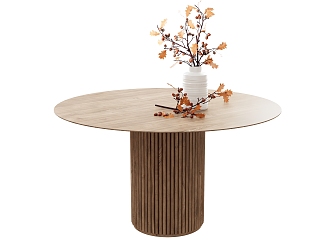 Nordic Dining Table Afternoon Tea Table Round Table Coffee Table Side Table Low Table Plant Vase Ornaments Floral Decorative Table 3d model