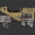 Yellow Futuristic Motorcycle with Large Thrusters Metal Supports and Mechanical Details