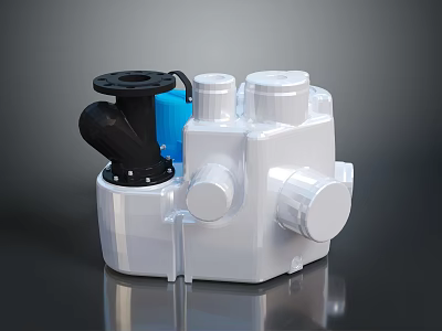 Industrial Mechanical Device With White Main Body Black Connecting Parts And Blue Components 3d model