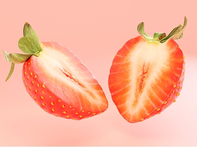 Fruit Strawberry Sliced Strawberry 3d model