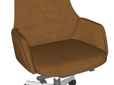 Comfortable Brown Fabric Office Chair With Ergonomic Backrest Swivel Wheels And Armrests 3d model