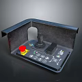 Black Control Console With Joystick Red Button And Multiple Control Icons 3d model