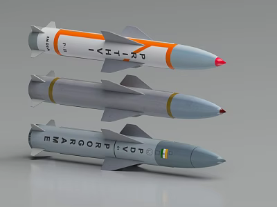 Modern Military Missiles with Different Color Designs and Aerodynamic Model 3d model