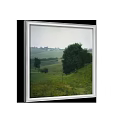 Landscape Painting Of Serene Rural Scenery With Green Fields Trees And Distant Houses