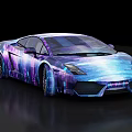 Stylish Sports Car With Purple And Blue Gradient Digital Art Exterior Design