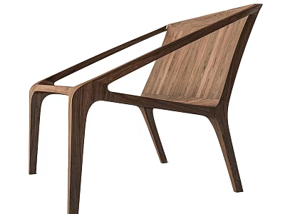 Modern Wooden Leisure Chair With Unique Armrests And Smooth Wood Grain Design 3d model