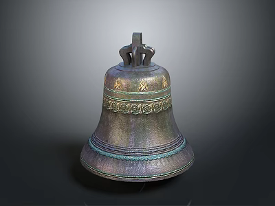 Bronze Bell With Intricate Carvings Decorative Patterns And Ornate Handle 3d model