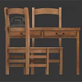 Rustic Wooden Dining Chairs With Matching Wooden Table And Simple Classic Design