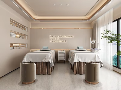 Modern SPA Treatment Room With Relaxing Atmosphere And Beds 3d model