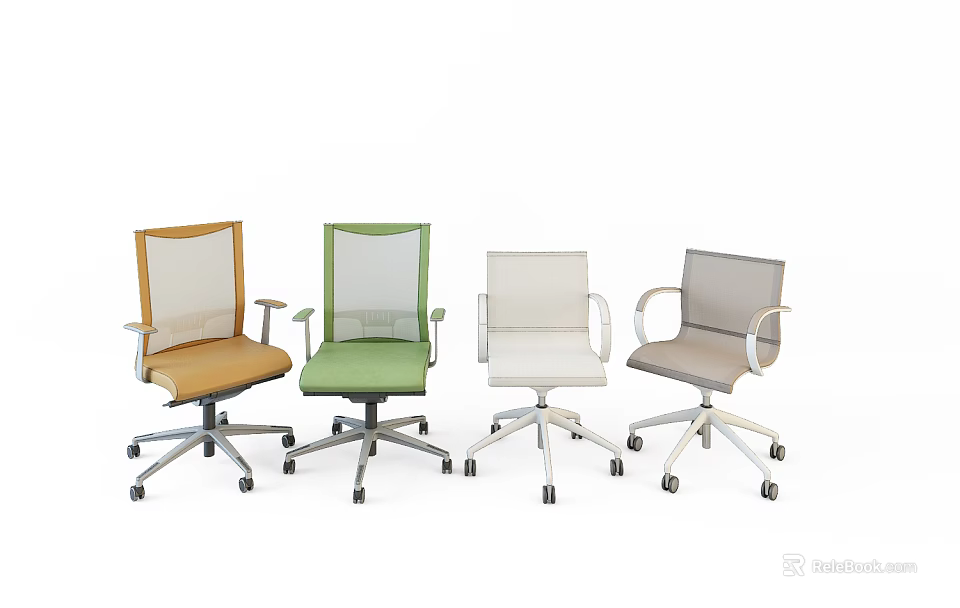 Office Chair With Mesh Back Armrests Swivel Base And Multiple Color Options 3d model