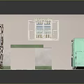 Simple White Cube Building With Brown Wooden Door And White Window
