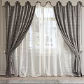 Gray Polka Dot Curtains With Sheer Panels And Decorative Tiebacks For White Walls