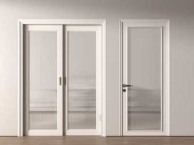 White Interior Hinged Doors with Glass Panels Modern Home Design Stylish Look 3d model